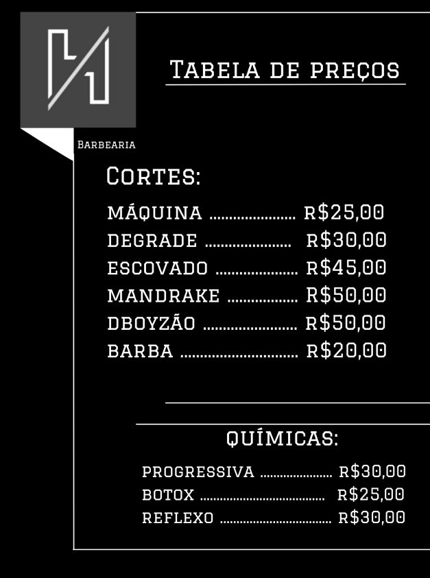 descrição de serviços e preços